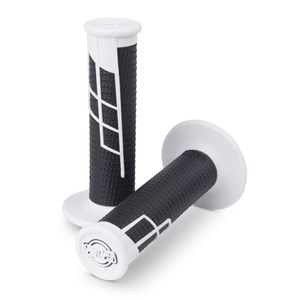 HANDLEBAR GRIP CLAMP ON HALF WAFFLE WHITE/BLACK